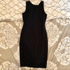 BANANA REPUBLIC Navy Blue/Grey Pinstripe Dress NWT